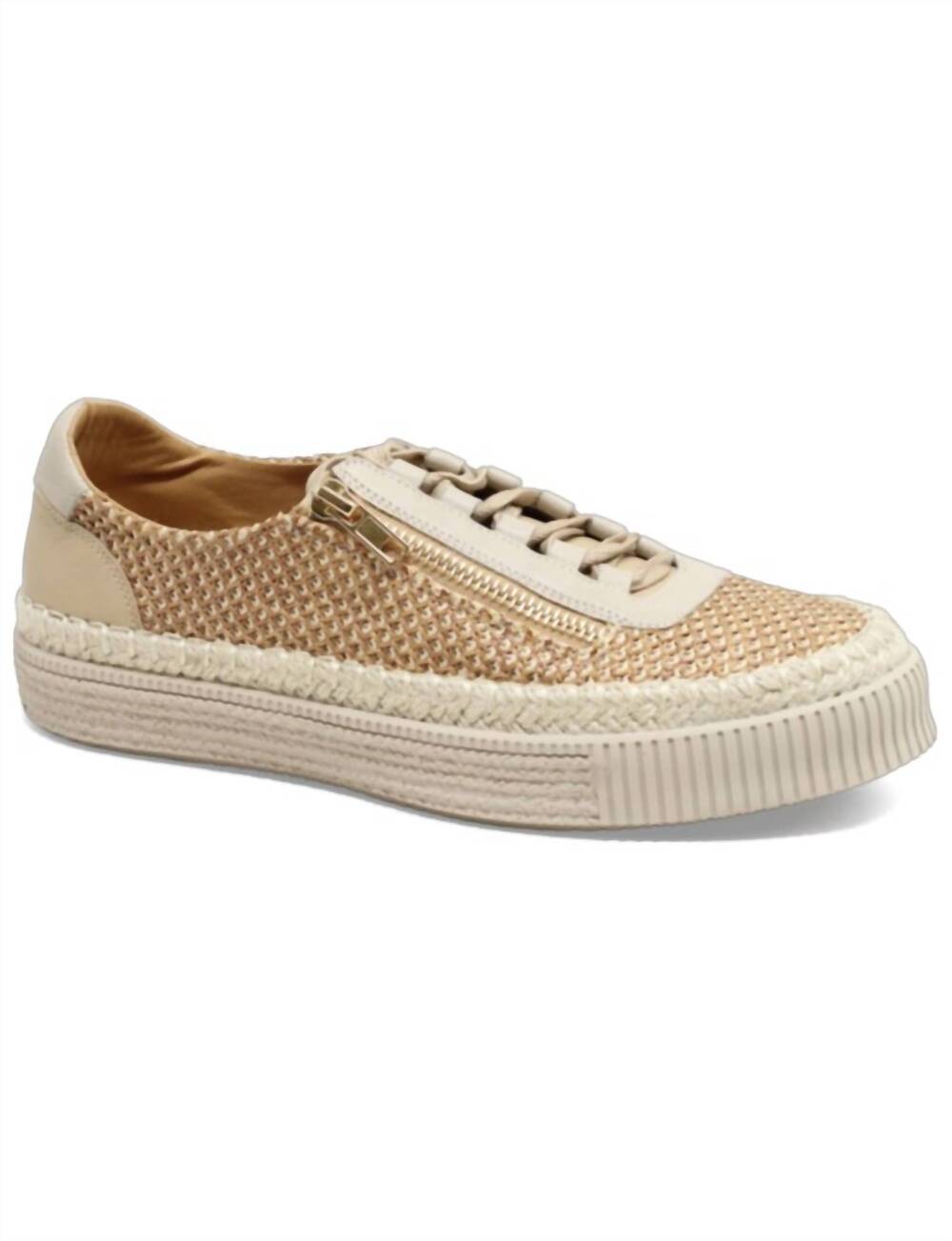 NEW DJANGO & JULIETTE women's tellow leather sneakers in camel & natural multi